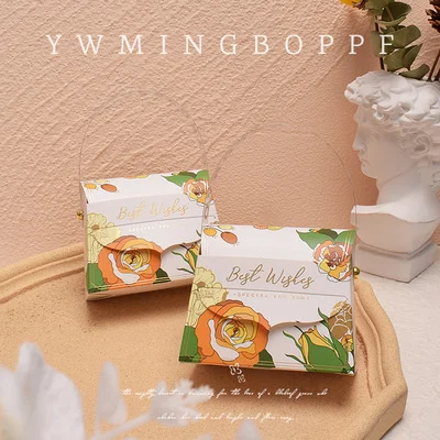 

10 шт. Подарочная цветная коробка для рук, бумажная коробка для конфет и тортов, маленькая заклепочная рукоять, чехол для шоколада, макаруна, ...