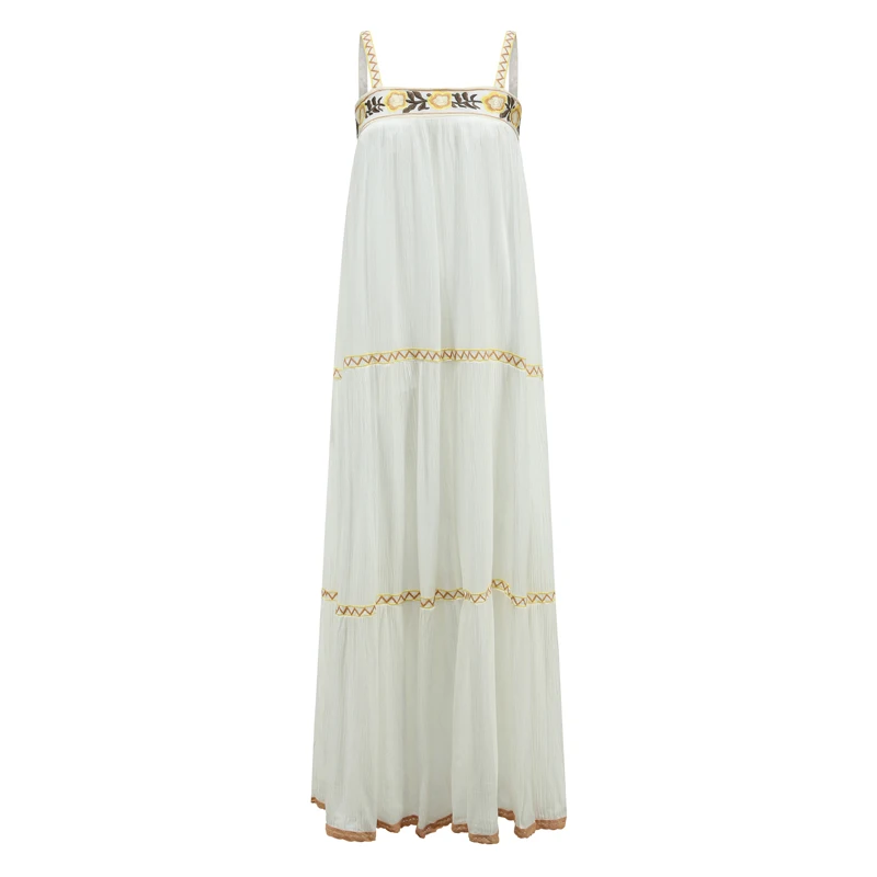

Jastie Retro Boho Floral Embroidery Maxi Dress Strap Sleeveless Summer Sexy Long Dresses Woman Bohemian Casual Beach Vestidos