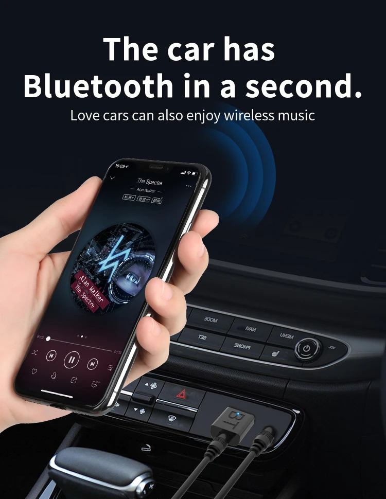 

Bluetooth 5.0 Audio Receiver Transmitter Wireless Audio Dongle AUX Port Adapter LED Indicator Emitter Mode 10m Barrier Free