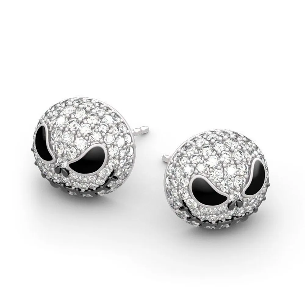 

Fashion popular geometric full inlaid zircon luxury jack skull earrings fashion creative earrings jewelry wholesale