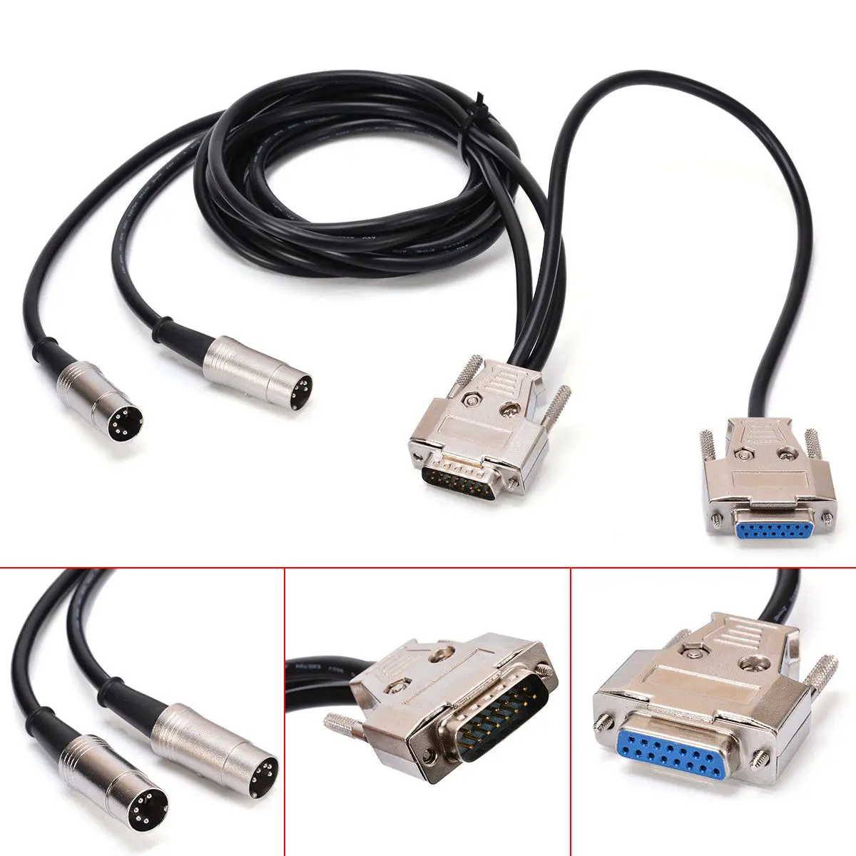 

High Quality MIDI To Joystick Game Port Audio Cable DB15 5 Pin DIN Wire Cord Length 1.8m