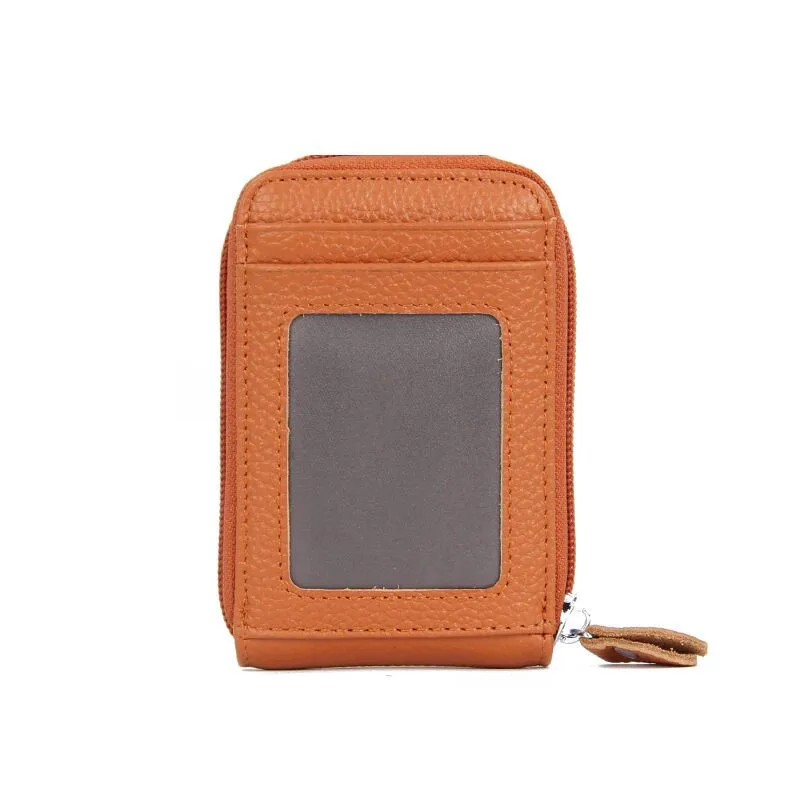 BROWN Vento Marea RFID блокирующий женский из натуральной кожи кредитный держатель для карт мужской карман на молнии из воловьей кожи мини-кошелек маленькая сумка для ID карт - Цвет: BROWN