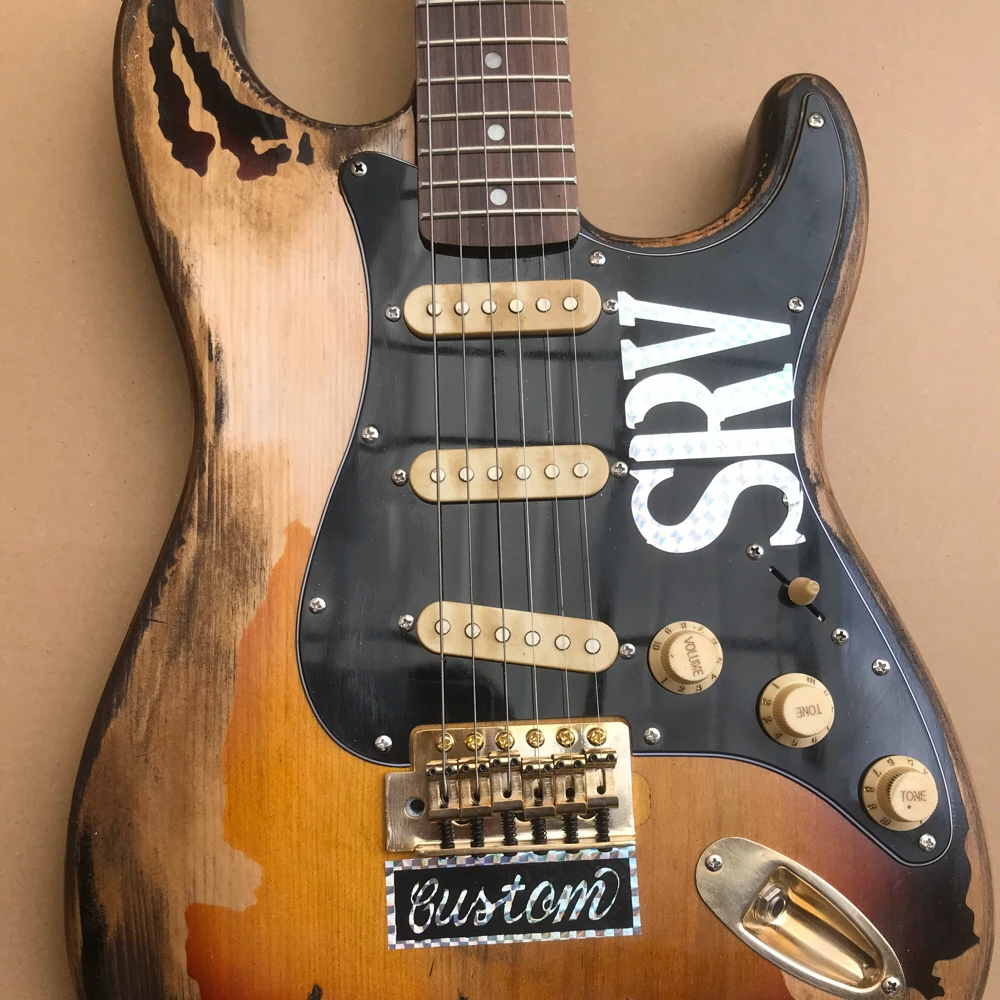 Фабричная винтажная электрическая гитара Sunburst Relic остается ручная работа SRV