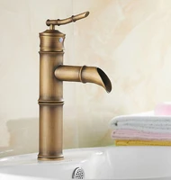 bamboo style vintage retro antique brass bathroom sink basin mixer tap faucet one hole single handle mnf218