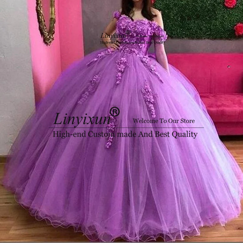 

Light Purple Sweetheart Ball Gown Quinceanera Dresses For 15 Party Fashion Off-Shoulder Applique Cinderella Birthday Gown Hot