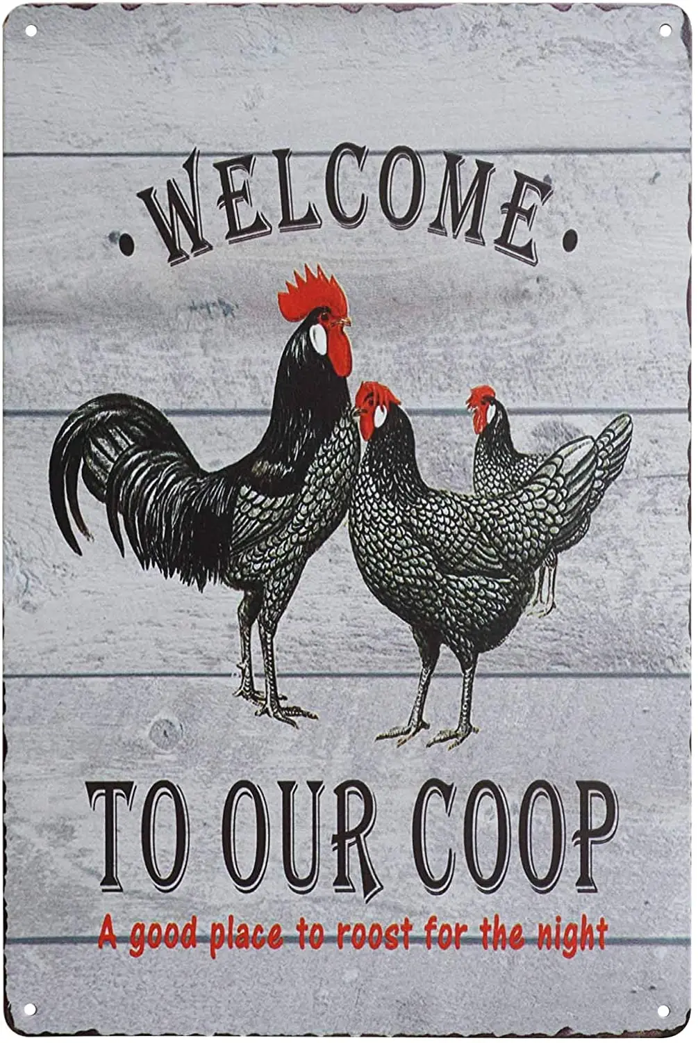 

Welcome to Our Coop Chicken Sign Retro Bar Pub Club Chicken Metal Tin Sign Wall Plaque for Home Kitchen Bar Coffee Shop