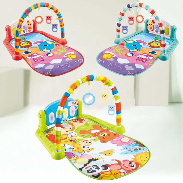 

Baby Play Mat Toy Rug Baby Pedal Piano Play Music Crawling Mat Play Lay Sit Toys With Cute Animal Baby Gym Blanket Fitness Frame