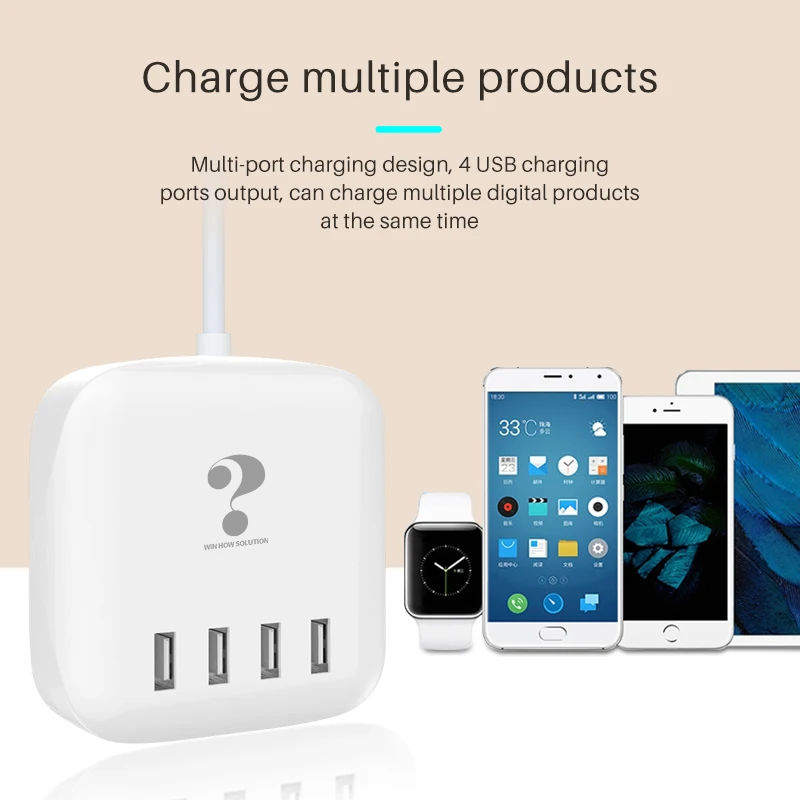 Новое умное 4 usb-порта универсальное телефонное зарядное устройство быстрый адаптер для зарядки настенное настольное зарядное устройство для Xiaomi huawei samsung s10 ipad