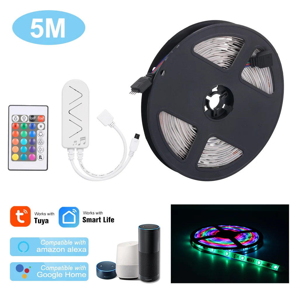 5 м WIFI светодиодный светильник s Kit 5050 RGB Tuya APP с пультом дистанционного управления