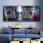 Плакат на холсте с изображением доллара, черепа, 100 долларов
