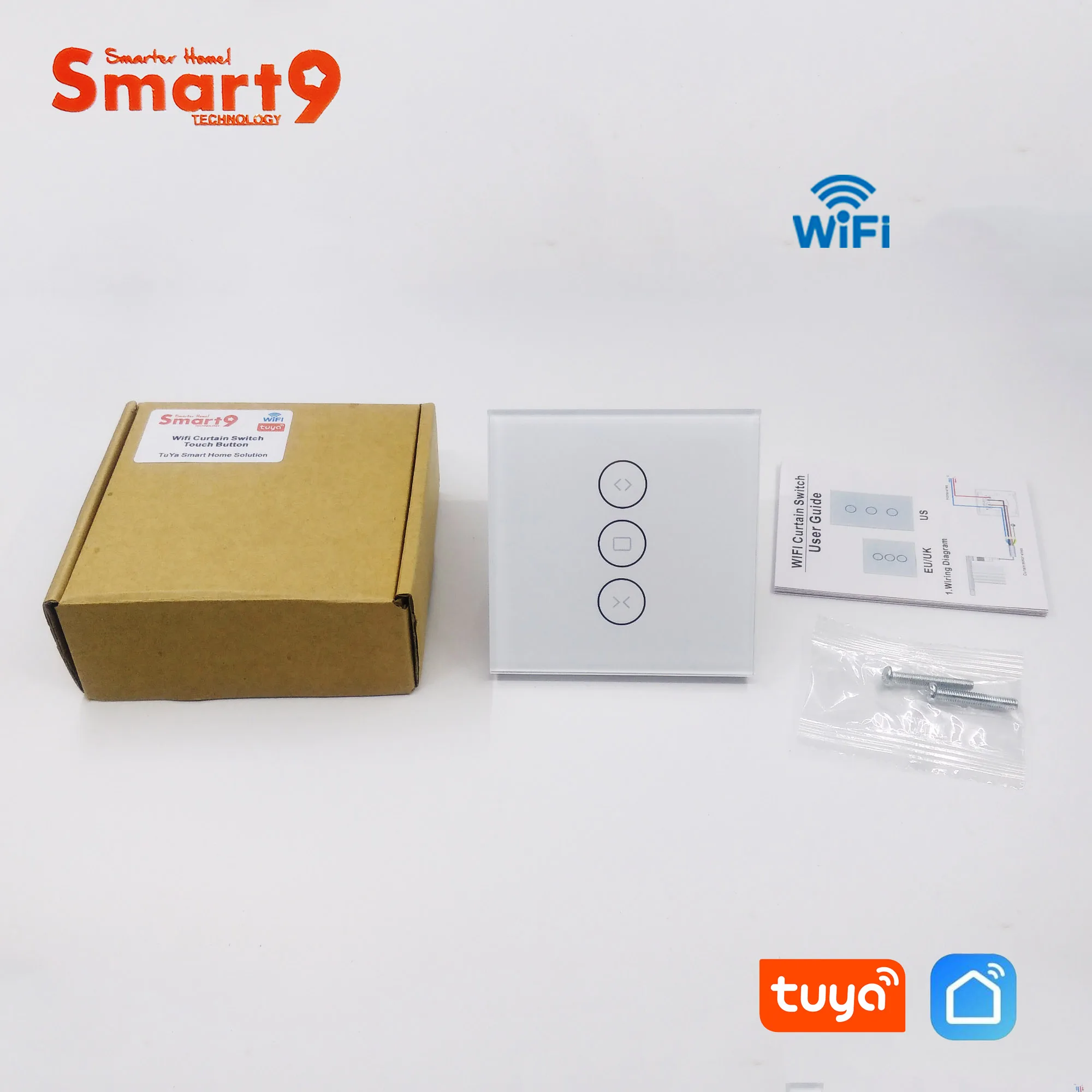Smart9 WiFi Smart Curtain Switch Glass Surface Design with Backlit Touch Button Life App Control Powered by TuYa | Электроника