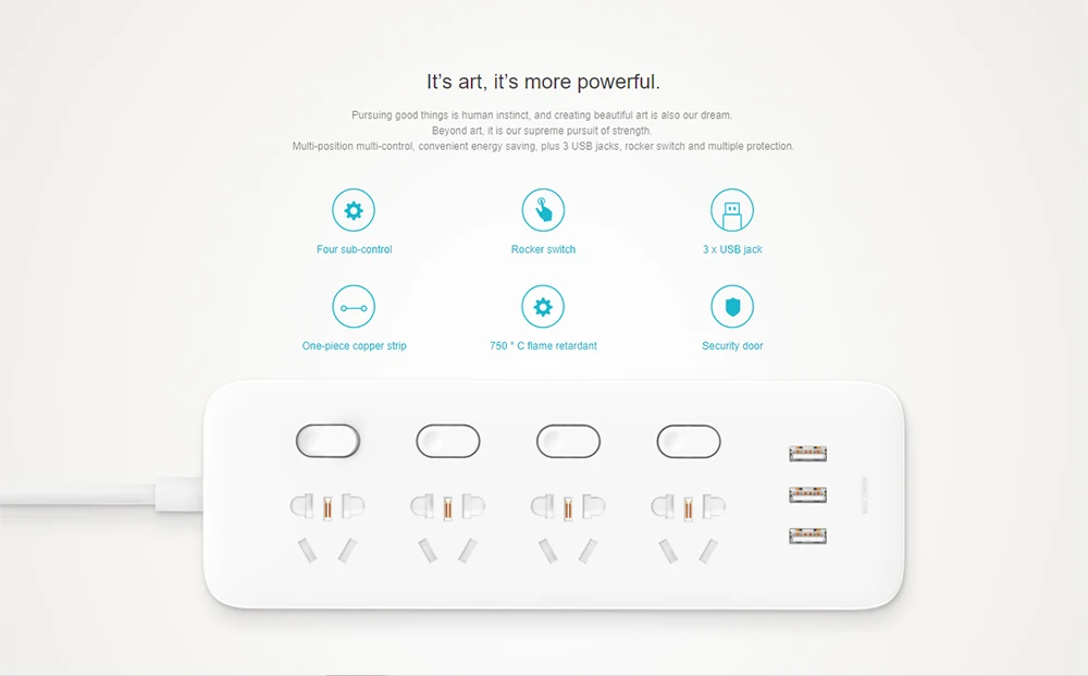 Xiaomi Mijia блок питания 4 порта разъем 4 переключатель управления 3 USB быстрая зарядка розетка удлинитель AC 250 В