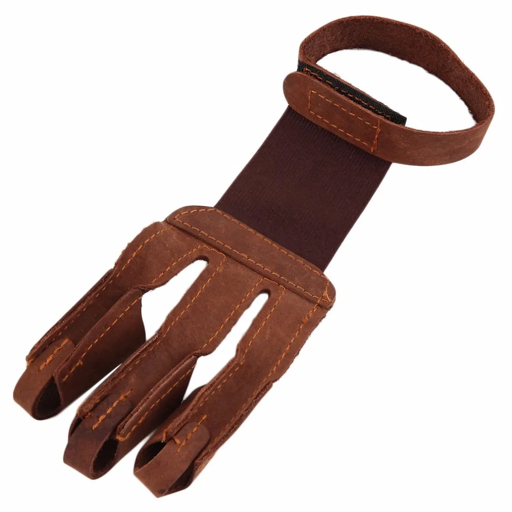 

Archery Protect Glove 3 Fingers Tip Pull Bow Arrow Leather Hunting Shooting Gloves Protector Finger Guard Protect