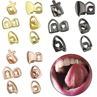 1pc unisex punk teeth grillz silver gold teeth caps top bottom grills dental mouth cosplay party hip hop