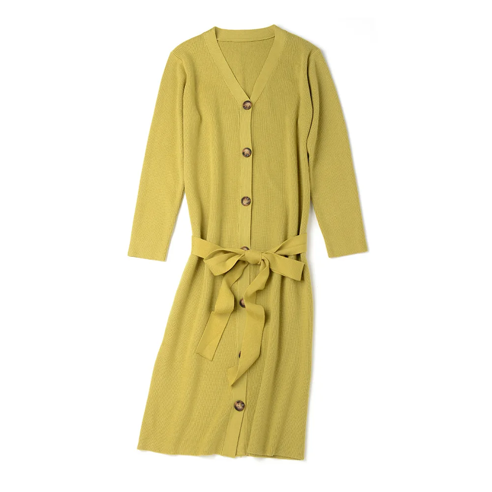 Зимнее плотное длинное платье-свитер SINGRAIN женское однотонное теплое вязаное