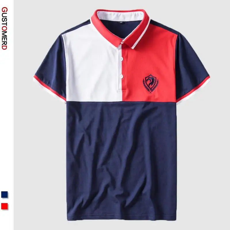 Рубашка поло GustOmerD мужская с короткими рукавами повседневная сорочка из хлопка