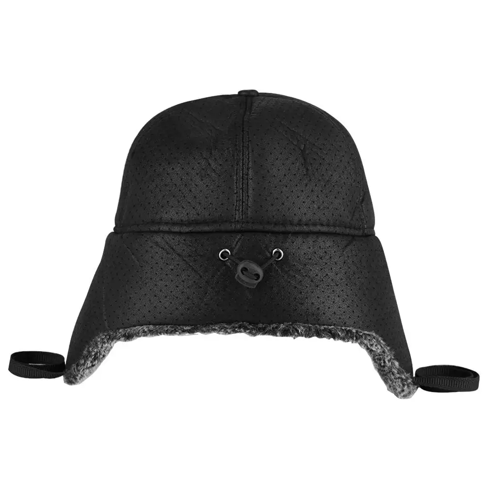 Мужская зимняя шапка-бомбер Leifeng черная Водонепроницаемая шапка-ушанка с