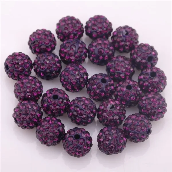 Dark Purple 10 шт. Pave CZ Диско шар бусины для изготовления ювелирных изделий горный хрусталь кристалл разделитель бусины браслет аксессуары Кристалл Стразы Perlen - Цвет: Dark Purple
