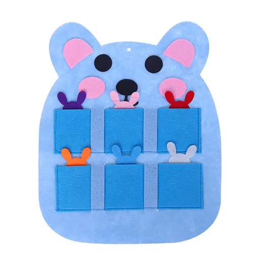 blue bear 1 комплект Войлок Животные эльф обучение в детском саду инструменты развития воображения и прикладное искусство для детей игрушки учет посещения утро пакет для документов - Цвет: blue bear