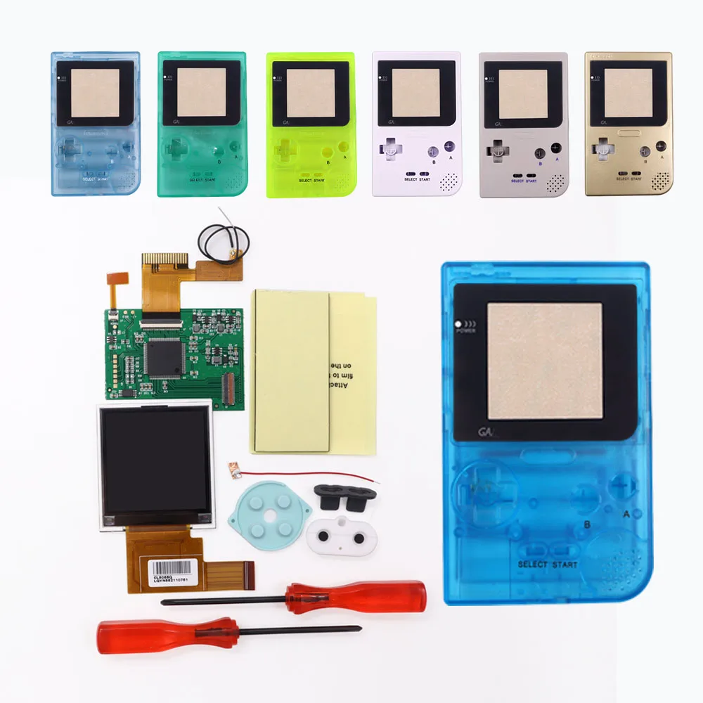 DIY Parts GBP LCD  Screen Kits console Shell case  buttons for Game boy Pocket Backlight  5 Levels Brightness screw drivers