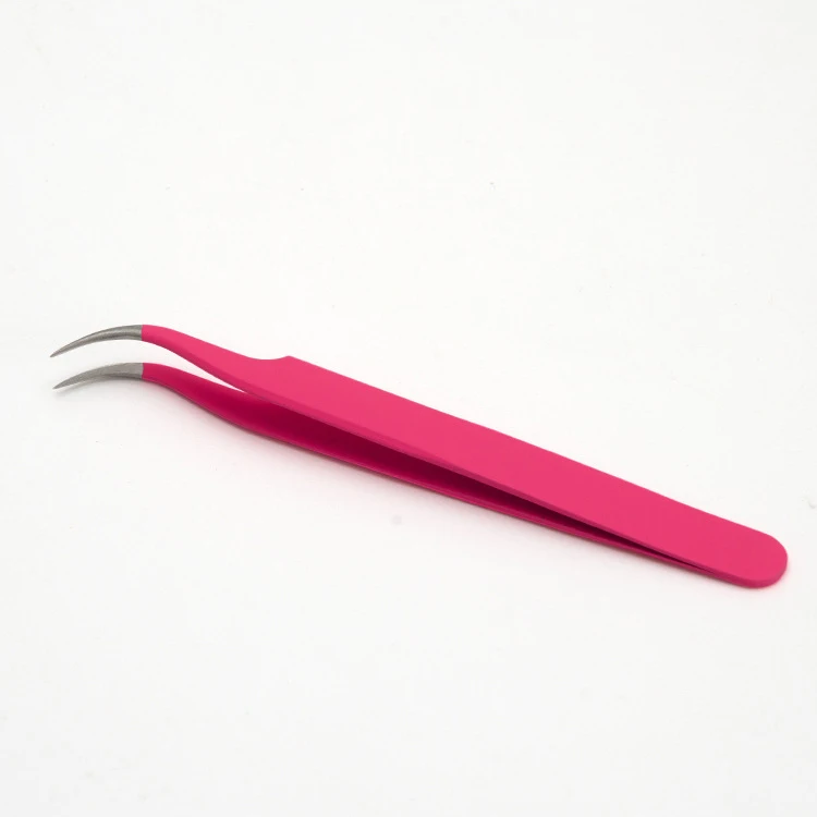 Модные розовые красные нержавеющая сталь tweezers инструменты для наращивания ресниц прямые изогнутые Профессиональные портативные брови самодельный пинцет - Цвет: MP167A
