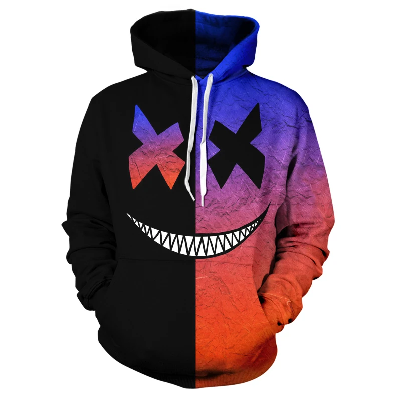 

New Men's Hoodie Sweatshirt 2021 Casual Happy Smiley Print Headdress Hoodie Ladies Hoodie Hip Hop Streetwear Hooded Pullover