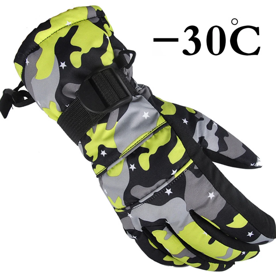 Зимние теплые лыжные перчатки для сноуборда водонепроницаемые ветрозащитные