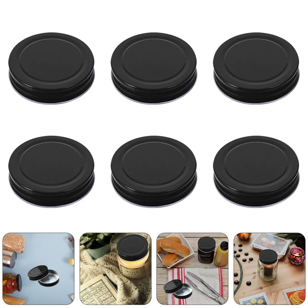 

16pcs Tinplate Lids Mason Storage Jar Covers Caps Canning Caps (Black)