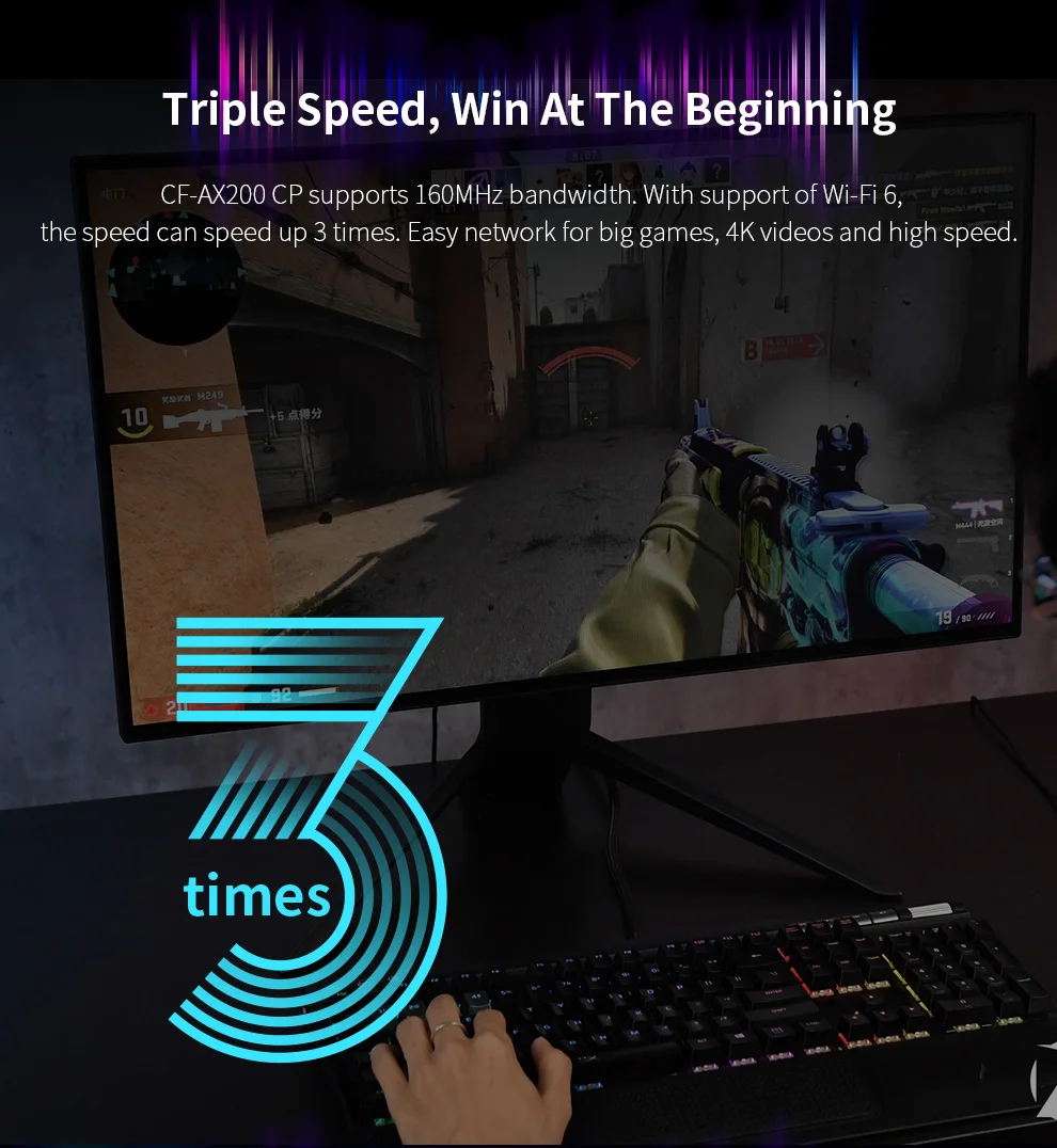 

Comfast 3000Mbps 2.4G & 5G PCI-E Bluetooth 5.1 Technology Sports WiFi6 Enhanced Antenna Network Card CF-AX200-CP