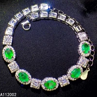 kjjeaxcmy fine jewelry natural emerald 925 sterling silver new women gemstone hand bracelet support test beautiful hot selling
