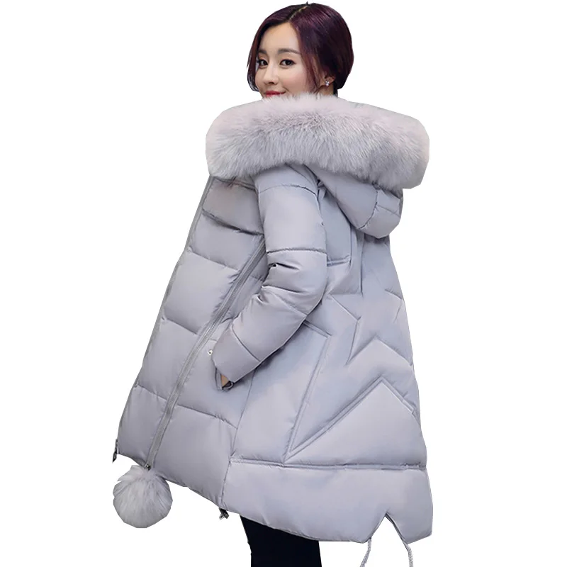 

Женская зимняя парка, модель сезона осень 2021 года, искусственное пальто 6XL, куртка с меховым капюшоном, Толстая теплая верхняя одежда средне...