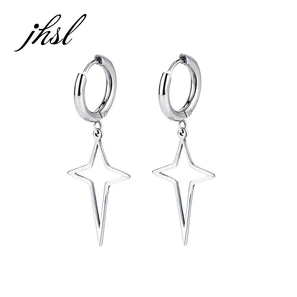 

JHSL Trendy Small Men Dangle Earrings Silver Color Stainless Steel High Quality Fashion Jewelry Dropship