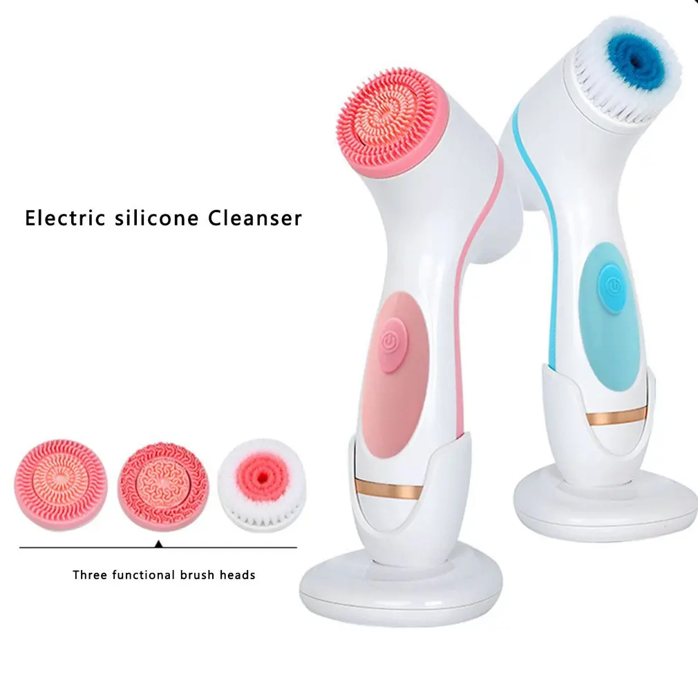 

Electric Facial Cleansing Brush Soft Silicone Rotating Face Brush Deep Cleaning Skin Peeling Cleanser Exfoliation Brush