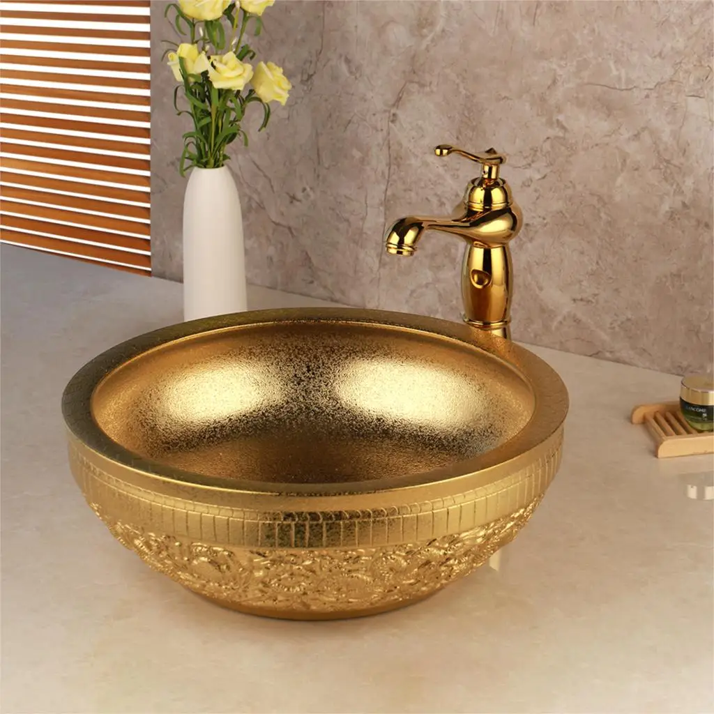 Basin Set 02 Torayvino, ванная комната, Твердый латунный кран для раковины, набор, золотой роскошный керамический кран для туалета, умывальник, раковина, ванна, комбинированный смеситель, слив - Цвет: Basin Set 02