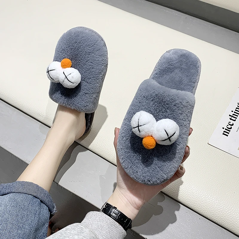 Indoor Warm Women Slippers Cute Winter Fur Home Shoe Female Girl Nonslip Cotton House Flat Plush Footwear | Обувь