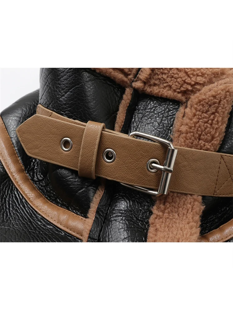 Женская меховая куртка Свободная теплая Лоскутная зимняя винтажная утепленная