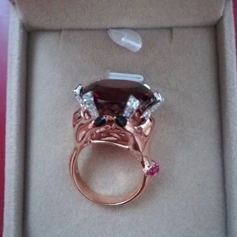 Qi Xuan_Fashion Jewelry_Big темно-красный камень роскошный гнев Rings_S925 Стерлинговое Серебро твердые руки палец rings_завод прямые продажи