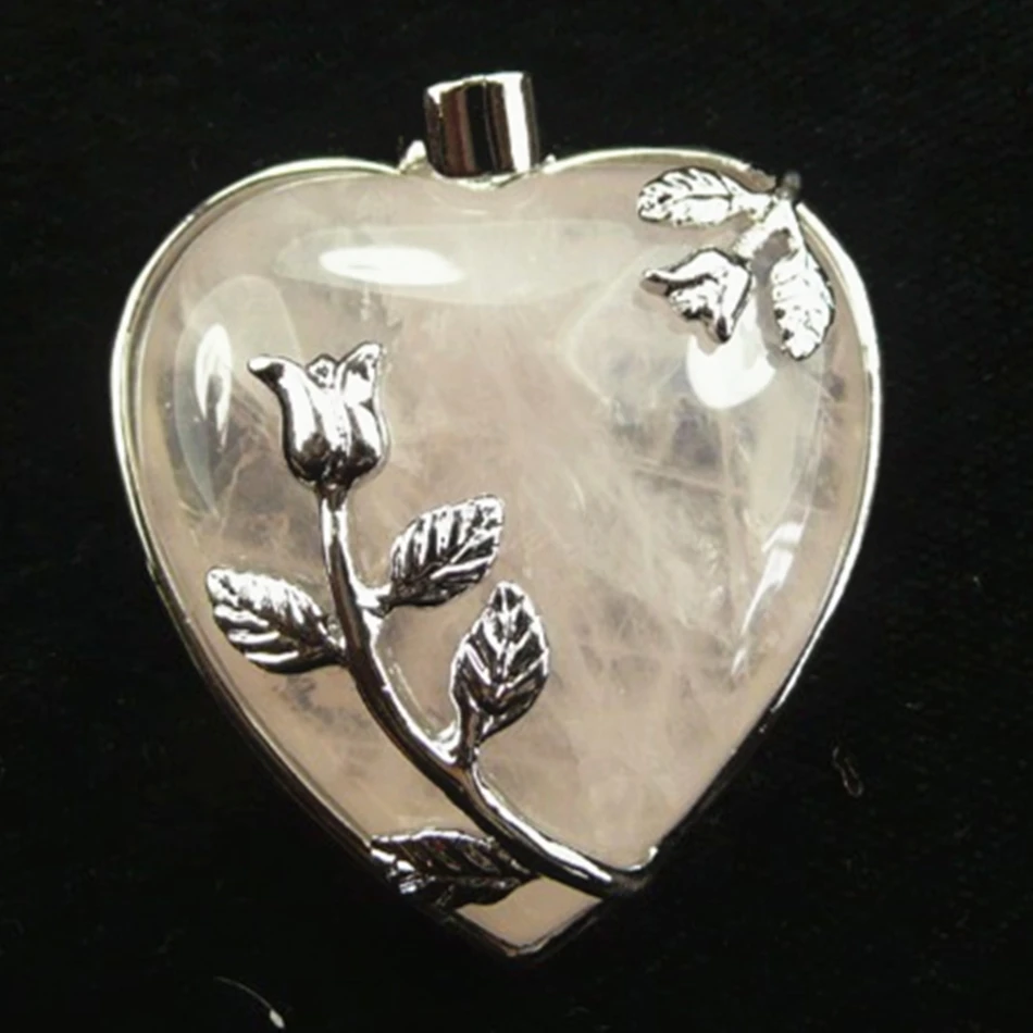 Высокое качество 1 предмет в комплекте Розовый кварцевый кристалл кулон форме