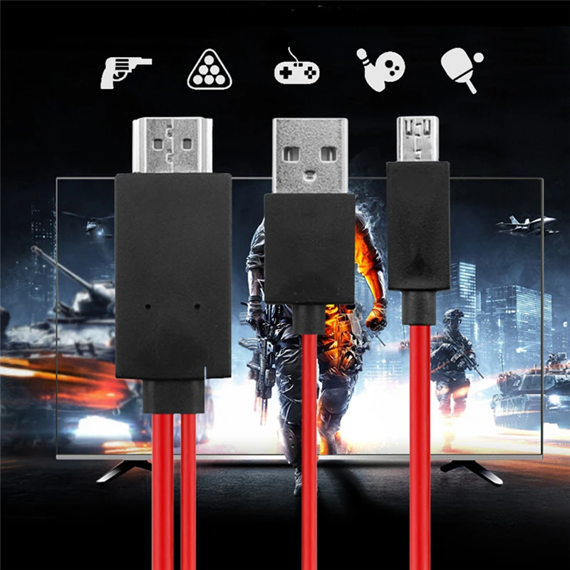 2 м MHL Micro USB к HDMI 1080P телевизионный HD кабель адаптер для универсальных телефонов Android