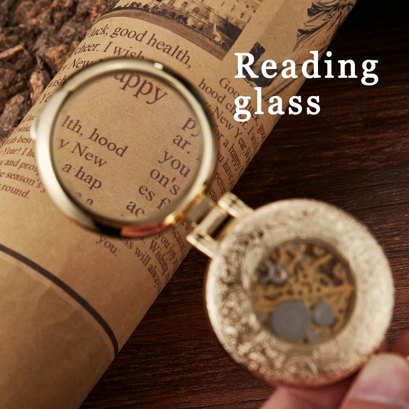 Gorben Transparent Cover Automatic Mechanical Pocket Watch Men Retro Casual Skeleton Dial Silver Hand Wind Fob Chain Watches