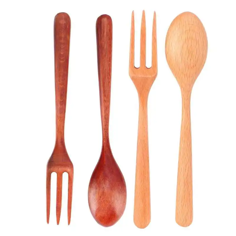 Кухня посуда многоразовые деревянный набор ложка и вилка для путешествий