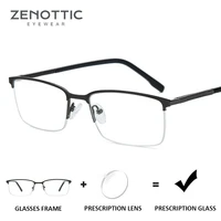 zenottic brand prescription glasses men metal half rim myopia reading eyewear optical anti blue light photochromic eyeglasses
