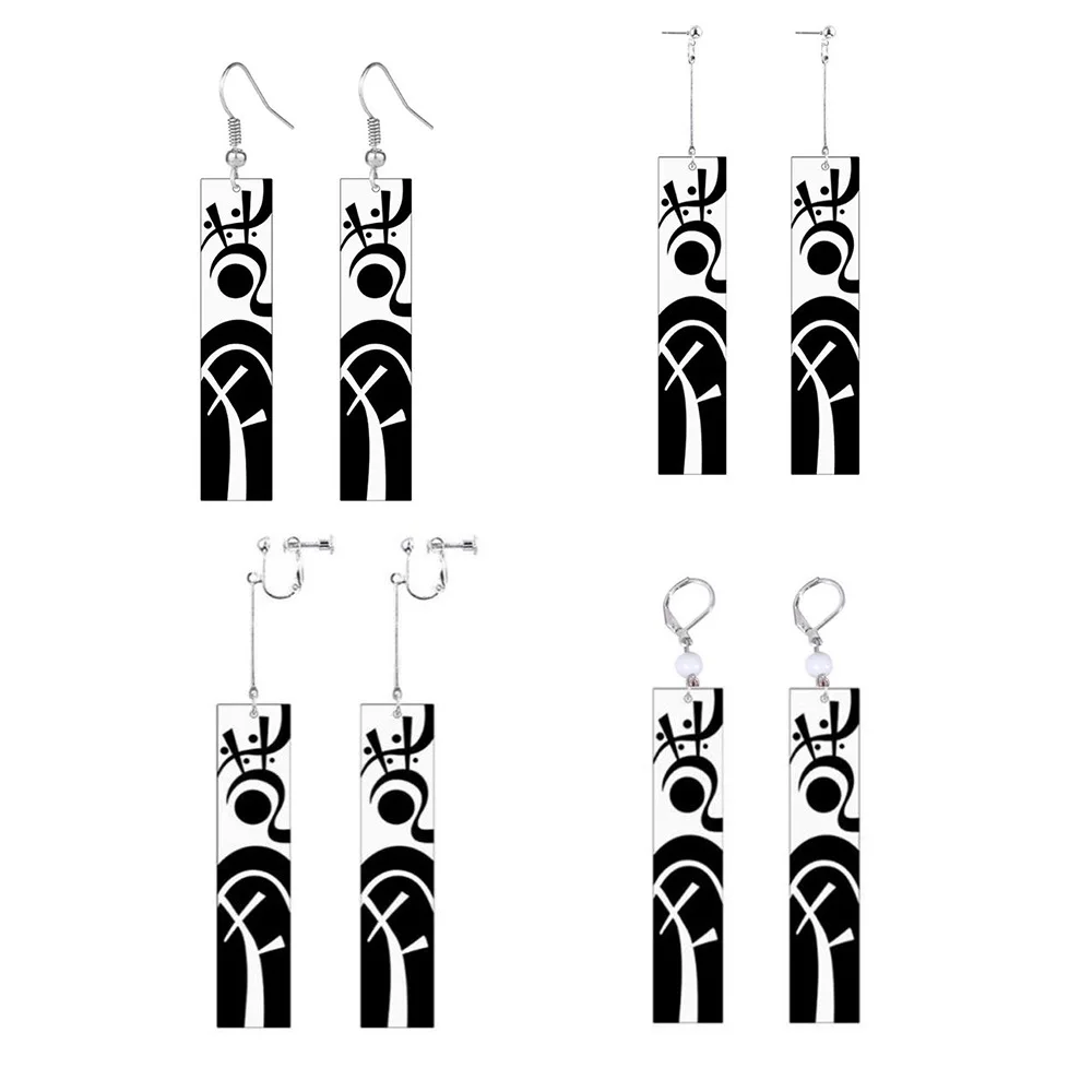 

Tokyo Avengers Acrylic Earrings Black and White Stamping Tattoo Earrings Cosplay Anime Jewelry