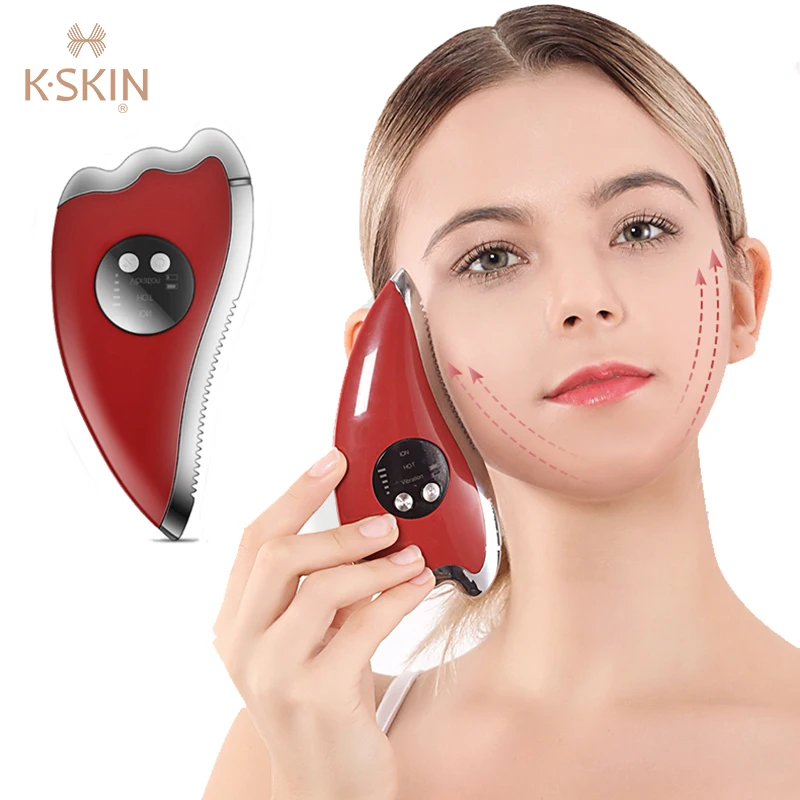 

Electric Gua Sha Scraping Board Facial Massager V Face Lifting EMS Heating Vibrating Body Massage Tool