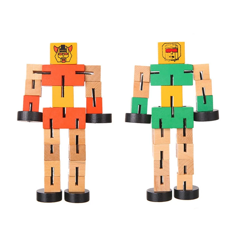 1pc Kids 3D Wooden Educational Toys Transformation Robot Building Blocks Montessori for Boy Children Grownups Office Antistress | Игрушки и