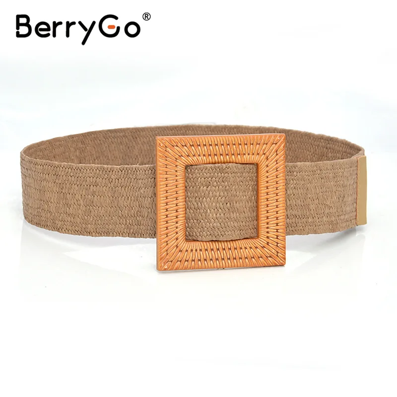 Пояс BerryGo в богемном стиле Женский соломенный пояс с декоративной пряжкой