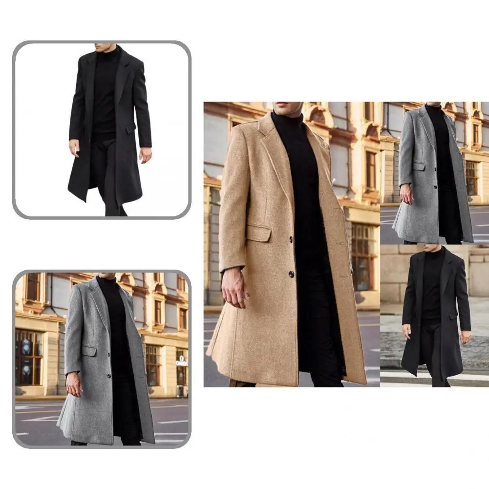 

Lapel Pockets All Match Men Coat for Daily Wear Winter Jacket Lapel Pockets All Match Men Coat for Daily Wear