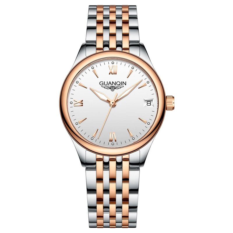 

GUANQIN Women Automatic Waterproof Watches With Scratch-Resistant Mineral Glass Lens Tungsten Steel Band Mchanical Wristwatch