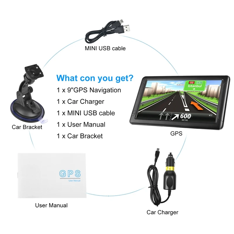 NEW-9 Inch Car Truck GPS SAT NAV Navigation System 8GB Navigator Free Lifetime Maps with Bluetooth | Автомобили и мотоциклы