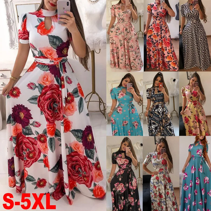2020 Summer Sexy повседневных платья женщин Большого размера S 5XL Длинных цифровой